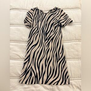 Ann Taylor Zebra Print Mini Shift Dress in Black and Cream